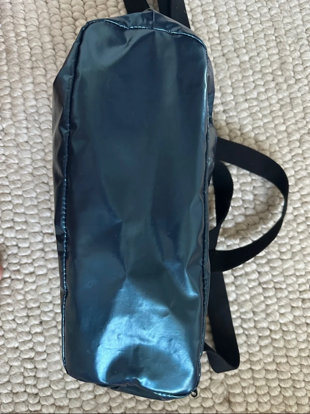 Jack Gomme Paris Tote Metallic Blue Coated Canvas Crossbody w/ Pouch - Picture 6 of 10